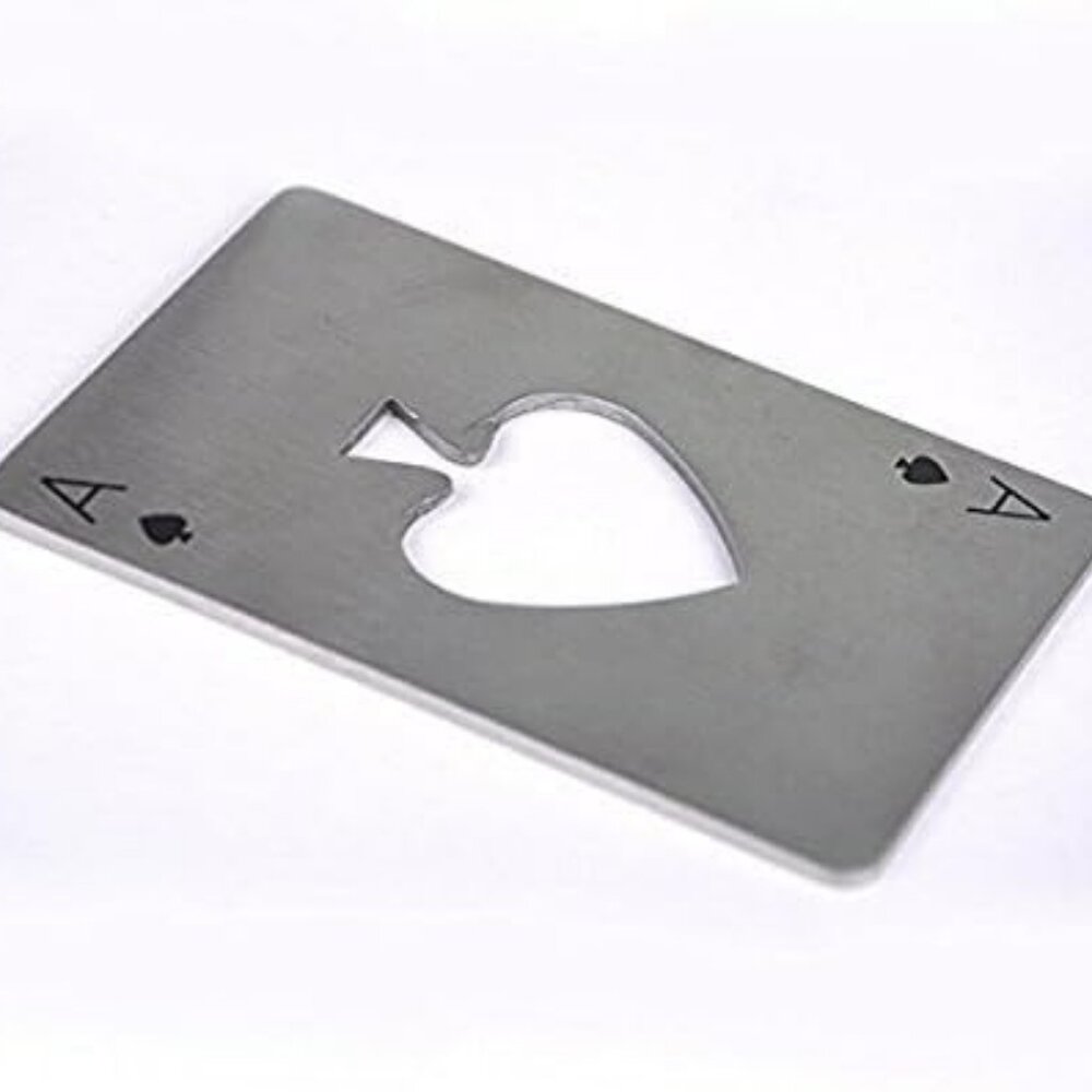 Poker Card Beer Bottle Opener Made of Steel Can Be Stored in Wallet Casino